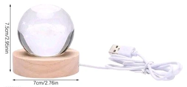 3D Crystal Ball Lamp Light  with Wooden Base Perfect For  Home Decor  Kid's Gift (Galaxy Light) - Whale