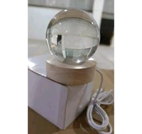 3D Crystal Ball Lamp Light  with Wooden Base Perfect For  Home Decor  Kid's Gift (Galaxy Light) - Deer