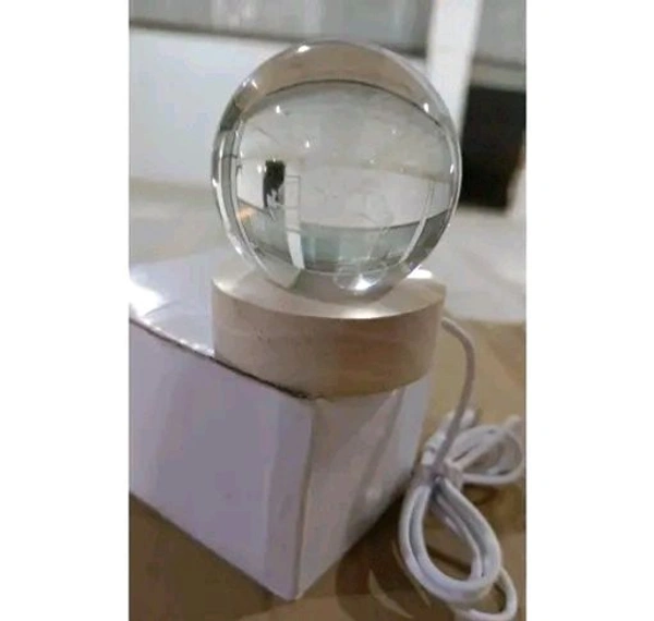 3D Crystal Ball Lamp Light  with Wooden Base Perfect For  Home Decor  Kid's Gift (Galaxy Light) - Deer