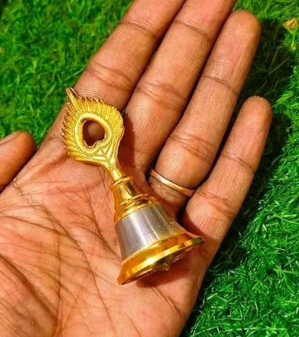 4Inch Peacock  Brass Puja Ghanti | Pooja Mandir Bell |  Bell For Home 