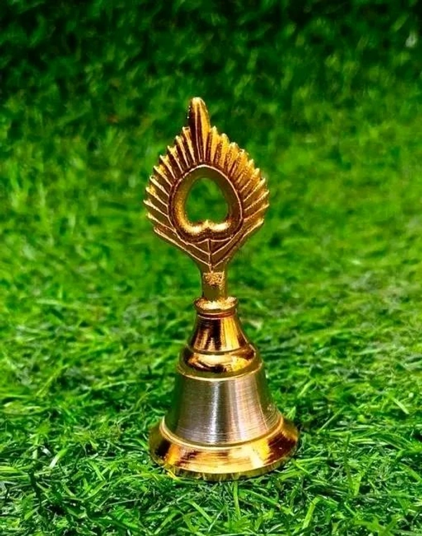 4Inch Peacock  Brass Puja Ghanti | Pooja Mandir Bell |  Bell For Home 