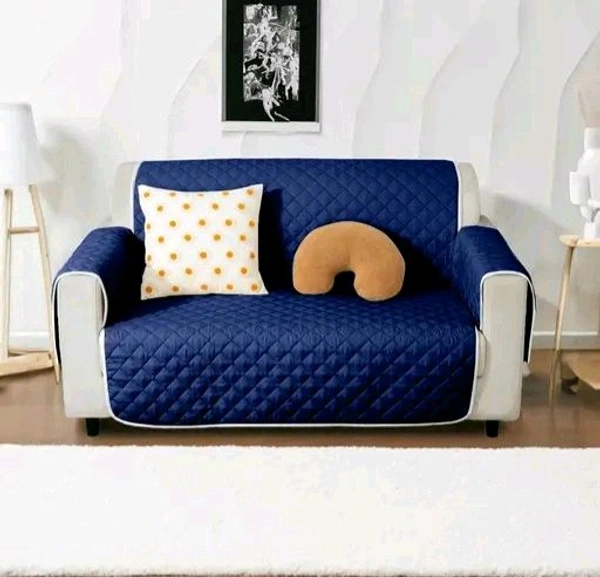 Reversible Single Seater Sofa Cover Set  In Dual Colour  - Blue Stone
