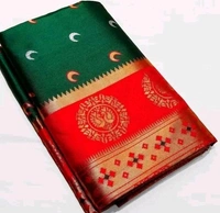 Maharatzstra Tradational Paithani Cotton Saree  With Blouse Piece For Wedding  & Special Occassion  - Red