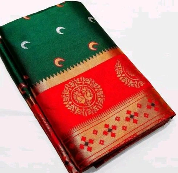 Maharatzstra Tradational Paithani Cotton Saree  With Blouse Piece For Wedding  & Special Occassion  - Red