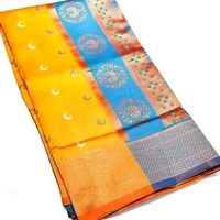 Maharatzstra Tradational Paithani Cotton Saree  With Blouse Piece For Wedding  & Special Occassion  - Yellow