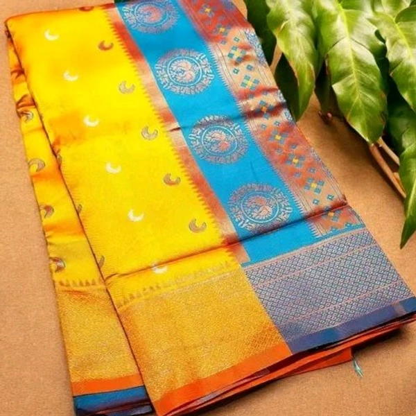 Maharatzstra Tradational Paithani Cotton Saree  With Blouse Piece For Wedding  & Special Occassion  - Yellow