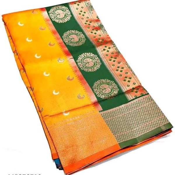 Maharatzstra Tradational Paithani Cotton Saree  With Blouse Piece For Wedding  & Special Occassion  - Gold