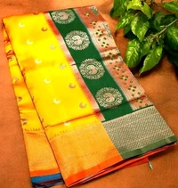 Maharatzstra Tradational Paithani Cotton Saree  With Blouse Piece For Wedding  & Special Occassion  - Gold