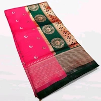 Maharatzstra Tradational Paithani Cotton Saree  With Blouse Piece For Wedding  & Special Occassion  - Wild Watermelon