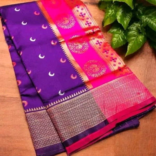 Maharatzstra Tradational Paithani Cotton Saree  With Blouse Piece For Wedding  & Special Occassion  - Purple