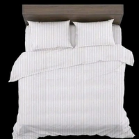 White Cotton Satin Striped Double  King Bedsheet With 2 Pillow Cover For Home , Hôtel, Guest House and OYO Rooms 