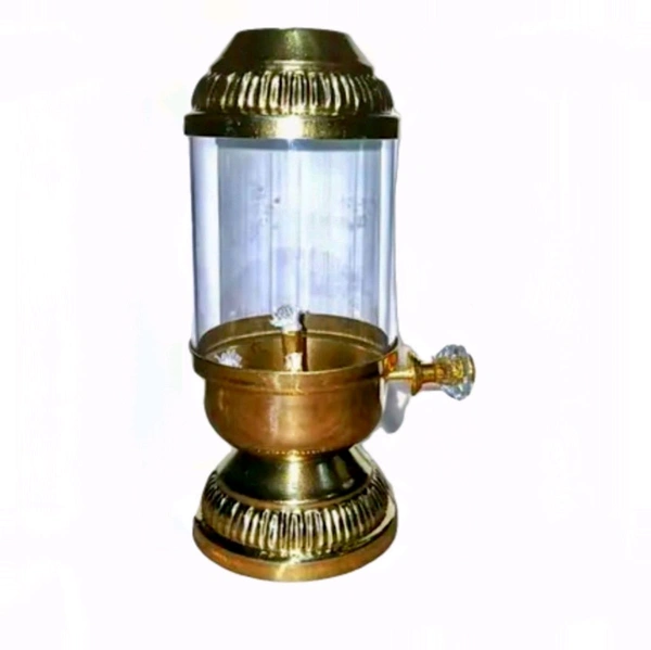 16 cm Pure Brass Akhand Diya with Screw β Antique Golden Oil Lamp for Puja, Diwali & Navratri