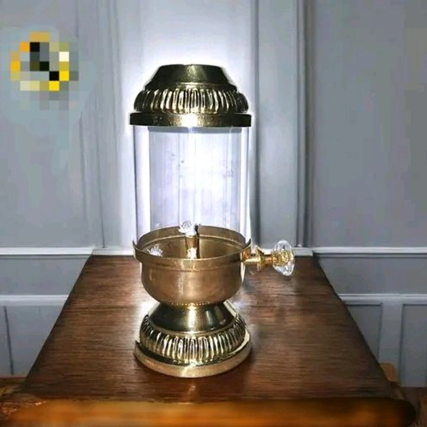 16 cm Pure Brass Akhand Diya with Screw β Antique Golden Oil Lamp for Puja, Diwali & Navratri