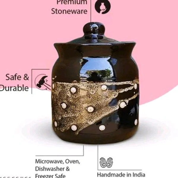 Ceramic Pickle Container(1000ml-pack of 2) Achar Barni,Achar Jar 1 kg  Set Of 2 - Table Ware