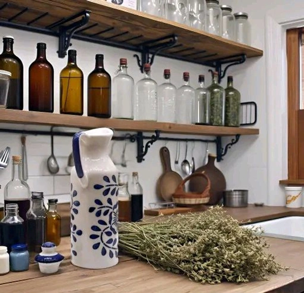 Karftlik Handcrafts White Handmade Ceramic Oil Dispenser White And Blue Colour (Pack Of 1)  Morden Kitchen , Ceramic Mini Oil Dispeser 300ml