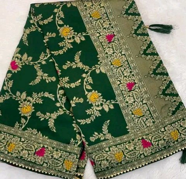 Latest Design Banarsi Silk Saree For Women With Unstiched Blouse - Brown