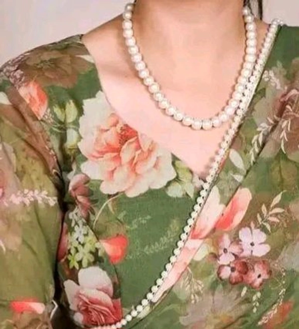 TrendyNew Floral Printed Design Pearl Lace Border Saree /Elegant Look And With Running Blouse - 5.5 Meter, Floral Print And Perl Border, Red