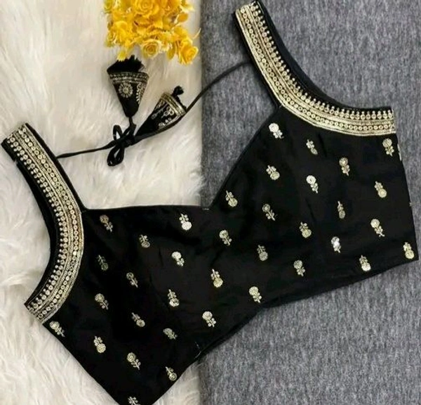 Bollywood Designer Stitched Blouse with Regular Sleeves
 - Black, Embrodered