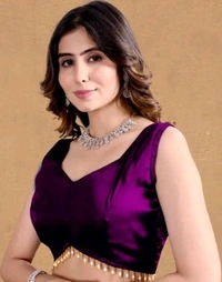 Latest Readymade Organza Sleeveless Blouse For Women,zimmy Choo Fabric Fullstitched Fancy  with Latkan Lace Blouse  For Women - Purple