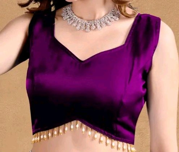 Latest Readymade Organza Sleeveless Blouse For Women,zimmy Choo Fabric Fullstitched Fancy  with Latkan Lace Blouse  For Women - Purple