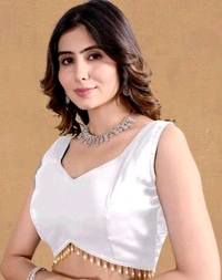 Latest Readymade Organza Sleeveless Blouse For Women,zimmy Choo Fabric Fullstitched Fancy  with Latkan Lace Blouse  For Women - White