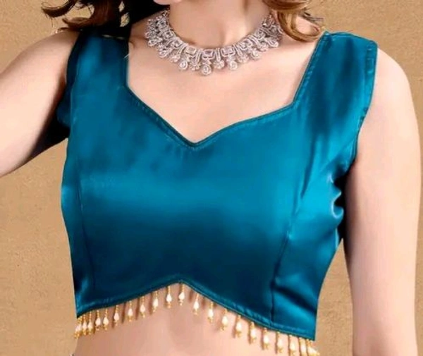 Latest Readymade Organza Sleeveless Blouse For Women,zimmy Choo Fabric Fullstitched Fancy  with Latkan Lace Blouse  For Women - Orient