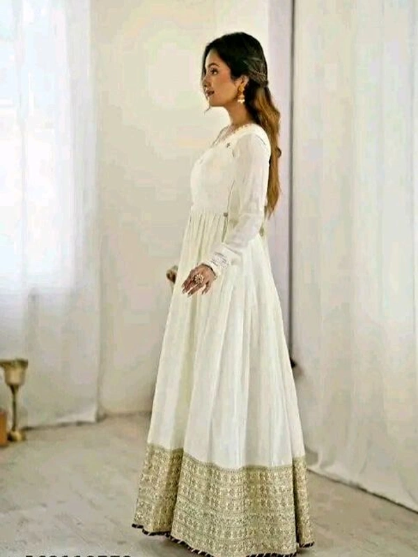 Premium White Floor Length 16 Flared Anarkali Gown Set With Dupatta |Wedding & Festive Wear Anarkali Set For Women Premium White Floor Length 16 Flared Anarkali Gown Set With Dupatta |Wedding & Festive Wear Anarkali Set For Women