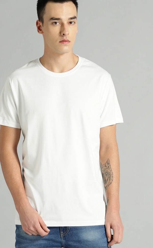 Roadster Men White Pure Cotton T-shirt - S