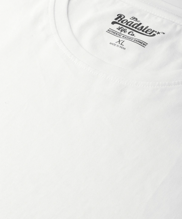 Roadster Men White Pure Cotton T-shirt - S