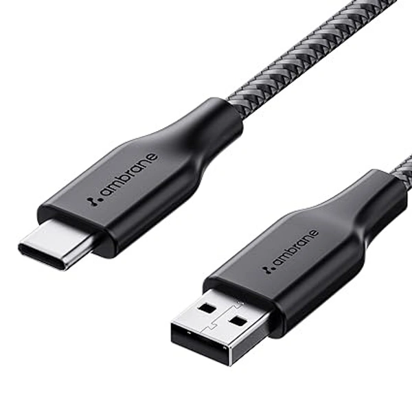 Fast Charging 1.5m Braided Type C Cable for Smartphones, Tablets, Laptops & other Type C devices, PD Technology, 480Mbps Data Sync, Quick Charge 3.0 (RCT15A, Black) - Black