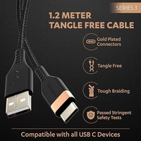 USB A to Micro Cables, 2A Braided Sync & Quick Charging Cable, 3.9 Feet (1.2M), Supports QC 2.0/3.0 Charging, Rapid Data Transmission, Series 1, Black - Black