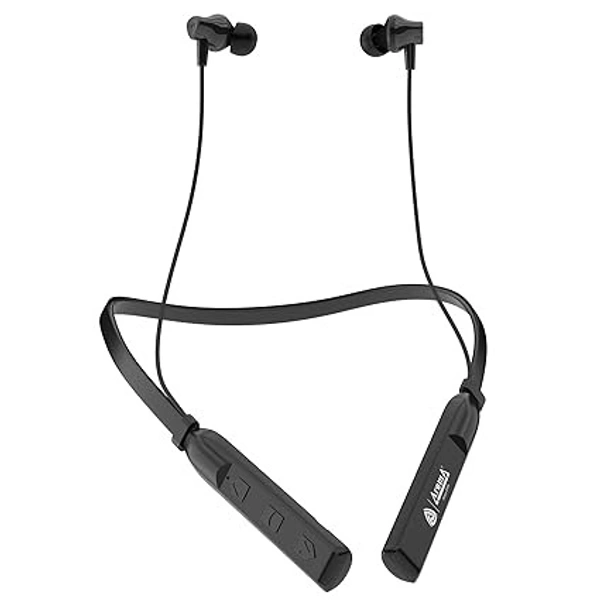 NB119 Genius Bluetooth Wireless Headset Neckband with Long Lasting Playtime 60 Hrs, Smart Voice Assistant, Dual Pairing, Fast Charge, Sweat & Splash Proof, Best for Gaming, Running, Workout (Black) - Black