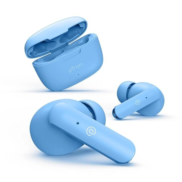 Bassbuds Duo in-Ear Wireless Earbuds, Immersive Sound, 32Hrs Playtime, Clear Calls TWS Earbuds, Bluetooth V5.1 Headphone, Type-C Fast Charging, Voice Assist & IPX4 Water Resistant (Blue Matt) - Blue