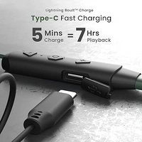 Audio FXCharge Wireless in Ear Bluetooth Neckband with ENC Mic, 32H Playtime, Type-C Fast Charging (5Mins=7.5Hrs Playtime), Dual Pairing, Made in India, Biggest 14.2mm Drivers Ear Phones (Green) - FXCharge Green