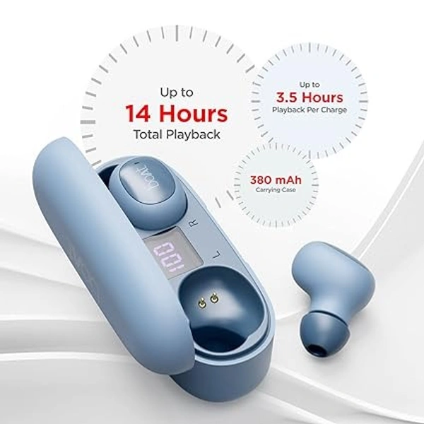 Airdopes 121v2 in-Ear True Wireless Earbuds with Upto 14 Hours Playback, with Mic, 8MM Drivers, Battery Indicators, Lightweight Earbuds & Multifunction Controls(Midnight Blue)