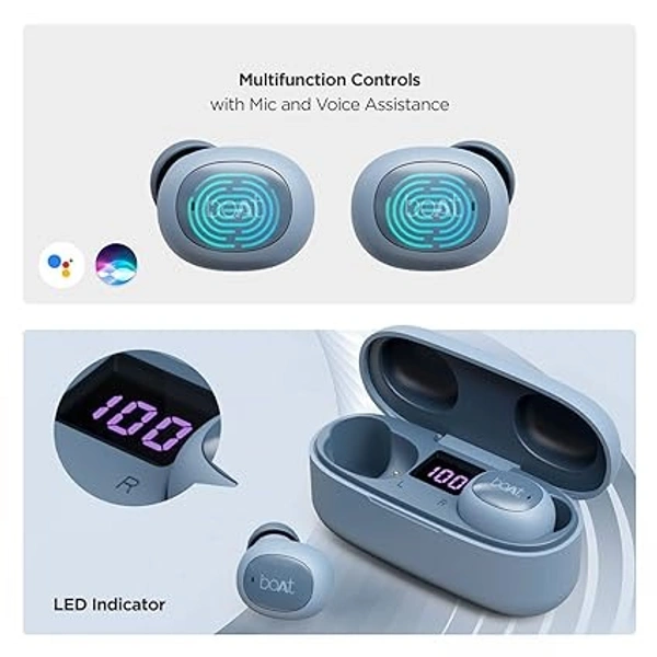 Airdopes 121v2 in-Ear True Wireless Earbuds with Upto 14 Hours Playback, with Mic, 8MM Drivers, Battery Indicators, Lightweight Earbuds & Multifunction Controls(Midnight Blue)