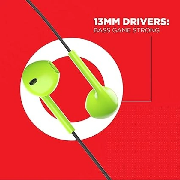 Bassheads 105 Wired in Ear Earphones with Mic (Green, Spirit Lime) - Yellow