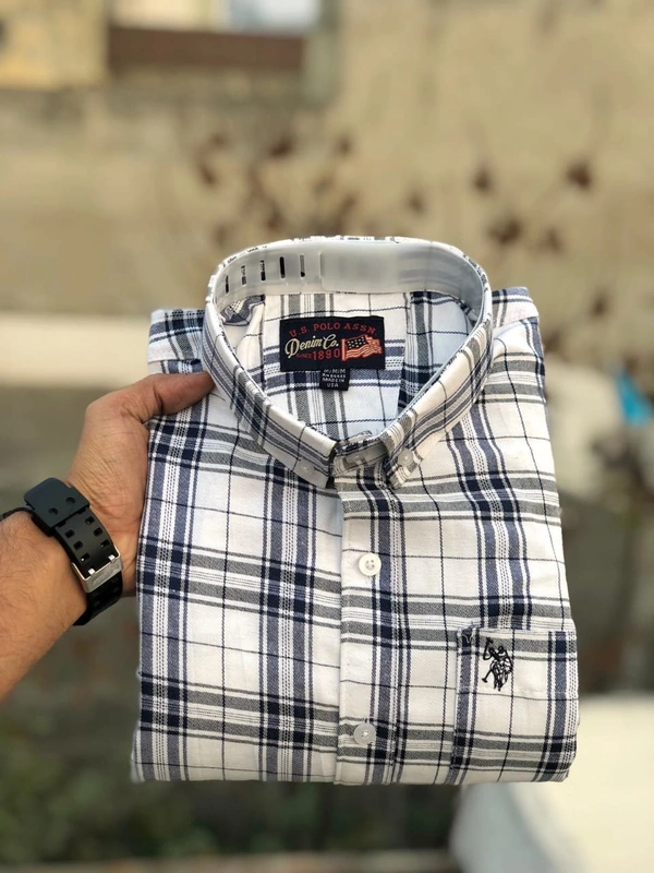 US POLO  SHIRTS  BRAND:-US POLO  SHIRTS with 👉 Cotton fabric 👉 CheckS pattern 👉 Single pocket 👉 Embroidery brand logo at pocket 👉 Regular sizes 👉 Poly packing - XL