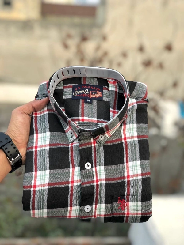 US POLO  SHIRTS  BRAND:-US POLO  SHIRTS with 👉 Cotton fabric 👉 CheckS pattern 👉 Single pocket 👉 Embroidery brand logo at pocket 👉 Regular sizes 👉 Poly packing - XL