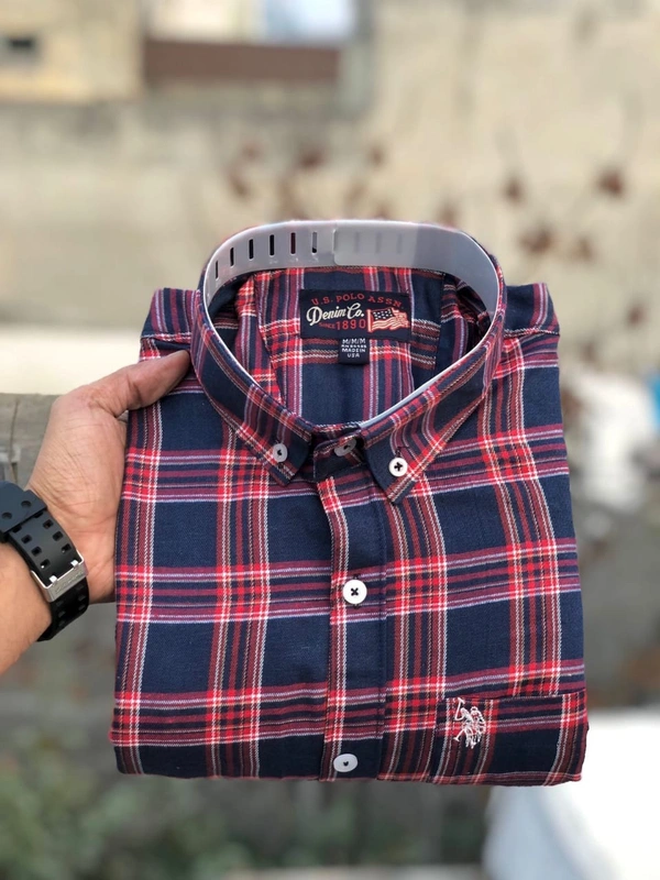 US POLO  SHIRTS  BRAND:-US POLO  SHIRTS with 👉 Cotton fabric 👉 CheckS pattern 👉 Single pocket 👉 Embroidery brand logo at pocket 👉 Regular sizes 👉 Poly packing - XL