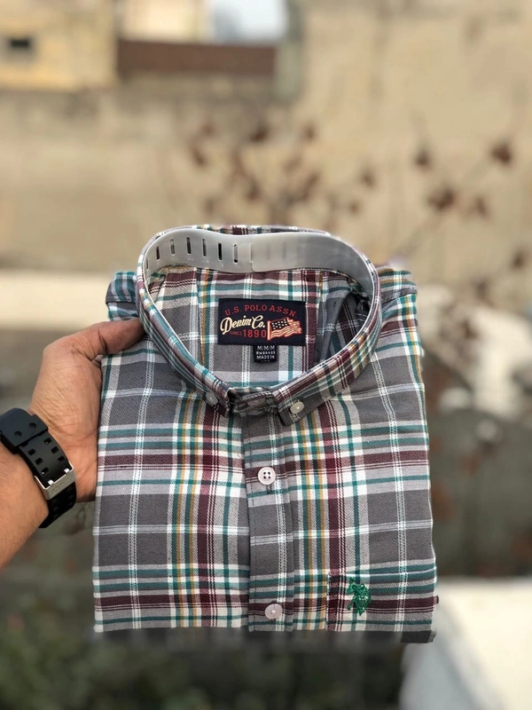 US POLO  SHIRTS  BRAND:-US POLO  SHIRTS with 👉 Cotton fabric 👉 CheckS pattern 👉 Single pocket 👉 Embroidery brand logo at pocket 👉 Regular sizes 👉 Poly packing - XL