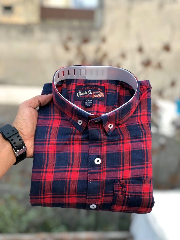 US POLO  SHIRTS  BRAND:-US POLO  SHIRTS with 👉 Cotton fabric 👉 CheckS pattern 👉 Single pocket 👉 Embroidery brand logo at pocket 👉 Regular sizes 👉 Poly packing - XL