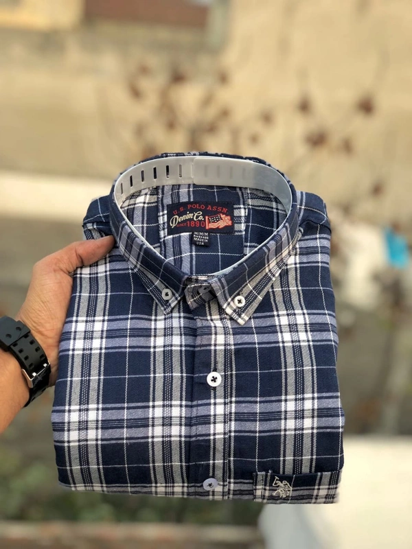 US POLO  SHIRTS  BRAND:-US POLO  SHIRTS with 👉 Cotton fabric 👉 CheckS pattern 👉 Single pocket 👉 Embroidery brand logo at pocket 👉 Regular sizes 👉 Poly packing - XL