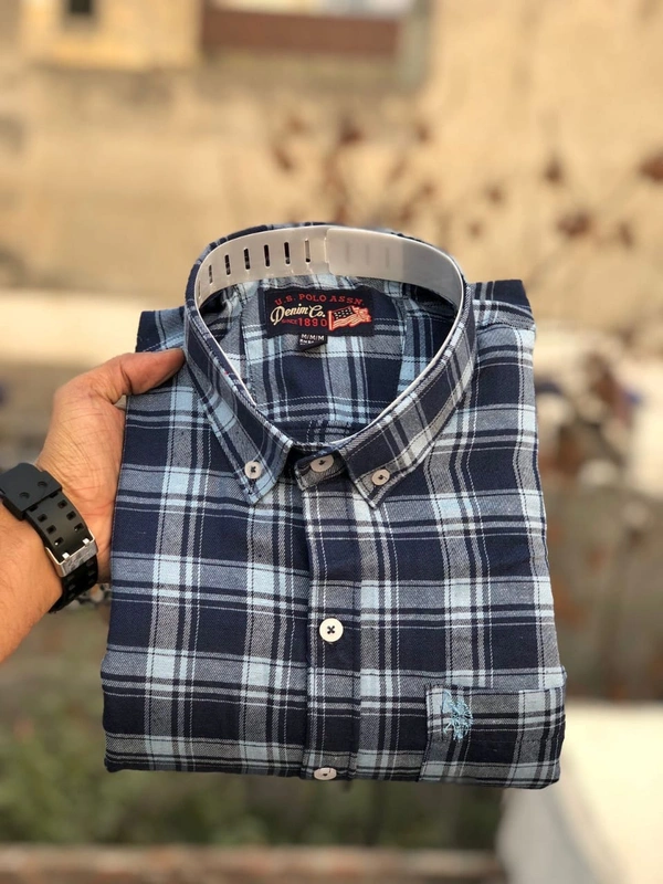 US POLO  SHIRTS  BRAND:-US POLO  SHIRTS with 👉 Cotton fabric 👉 CheckS pattern 👉 Single pocket 👉 Embroidery brand logo at pocket 👉 Regular sizes 👉 Poly packing - XL