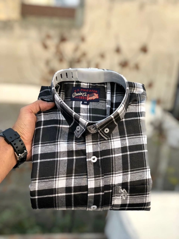 US POLO  SHIRTS  BRAND:-US POLO  SHIRTS with 👉 Cotton fabric 👉 CheckS pattern 👉 Single pocket 👉 Embroidery brand logo at pocket 👉 Regular sizes 👉 Poly packing - XL