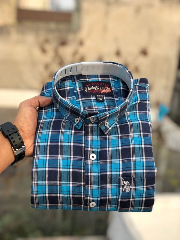 US POLO  SHIRTS  BRAND:-US POLO  SHIRTS with 👉 Cotton fabric 👉 CheckS pattern 👉 Single pocket 👉 Embroidery brand logo at pocket 👉 Regular sizes 👉 Poly packing - XL