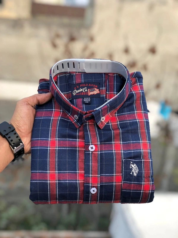 US POLO  SHIRTS  BRAND:-US POLO  SHIRTS with 👉 Cotton fabric 👉 CheckS pattern 👉 Single pocket 👉 Embroidery brand logo at pocket 👉 Regular sizes 👉 Poly packing - XL