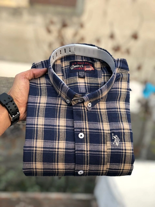 US POLO  SHIRTS  BRAND:-US POLO  SHIRTS with 👉 Cotton fabric 👉 CheckS pattern 👉 Single pocket 👉 Embroidery brand logo at pocket 👉 Regular sizes 👉 Poly packing - XL