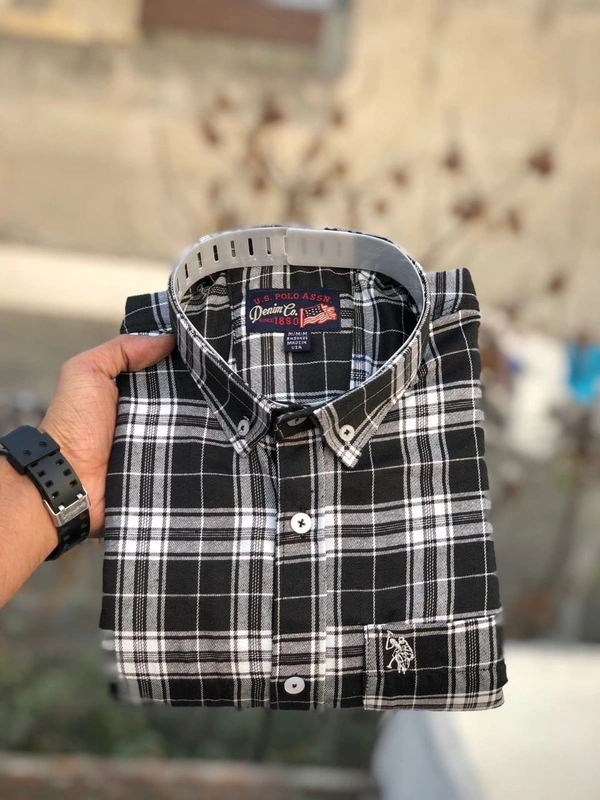 US POLO  SHIRTS  BRAND:-US POLO  SHIRTS with 👉 Cotton fabric 👉 CheckS pattern 👉 Single pocket 👉 Embroidery brand logo at pocket 👉 Regular sizes 👉 Poly packing - XL