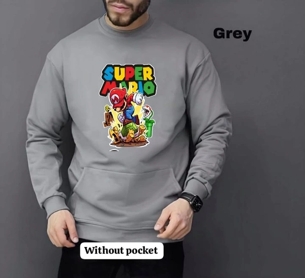  MARIO Heavy BIOWASHED WOLLEN Sweatshirt full sleeves in stock - White